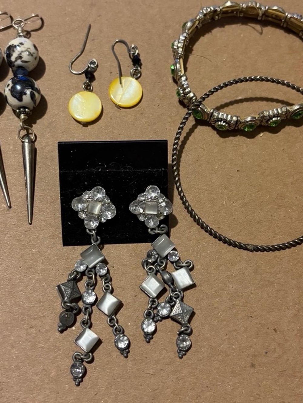Silver-Tone Crystal Dangle Earrings - White/Silver